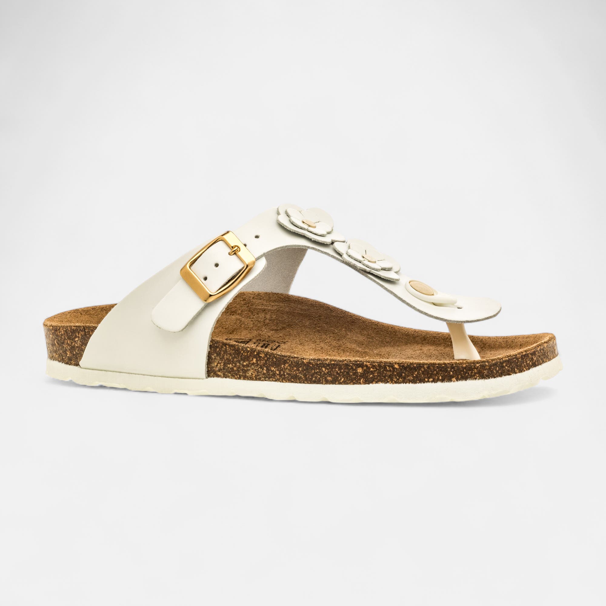 Mules semelle liège Femme en cuir blanc