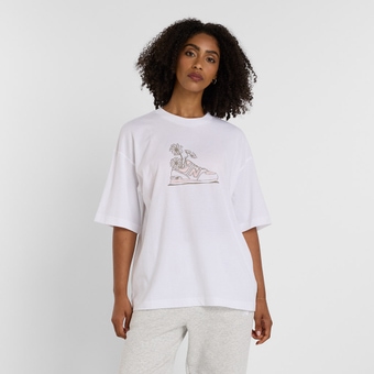 New Balance Oversized Flower T-Shirt White Damen
