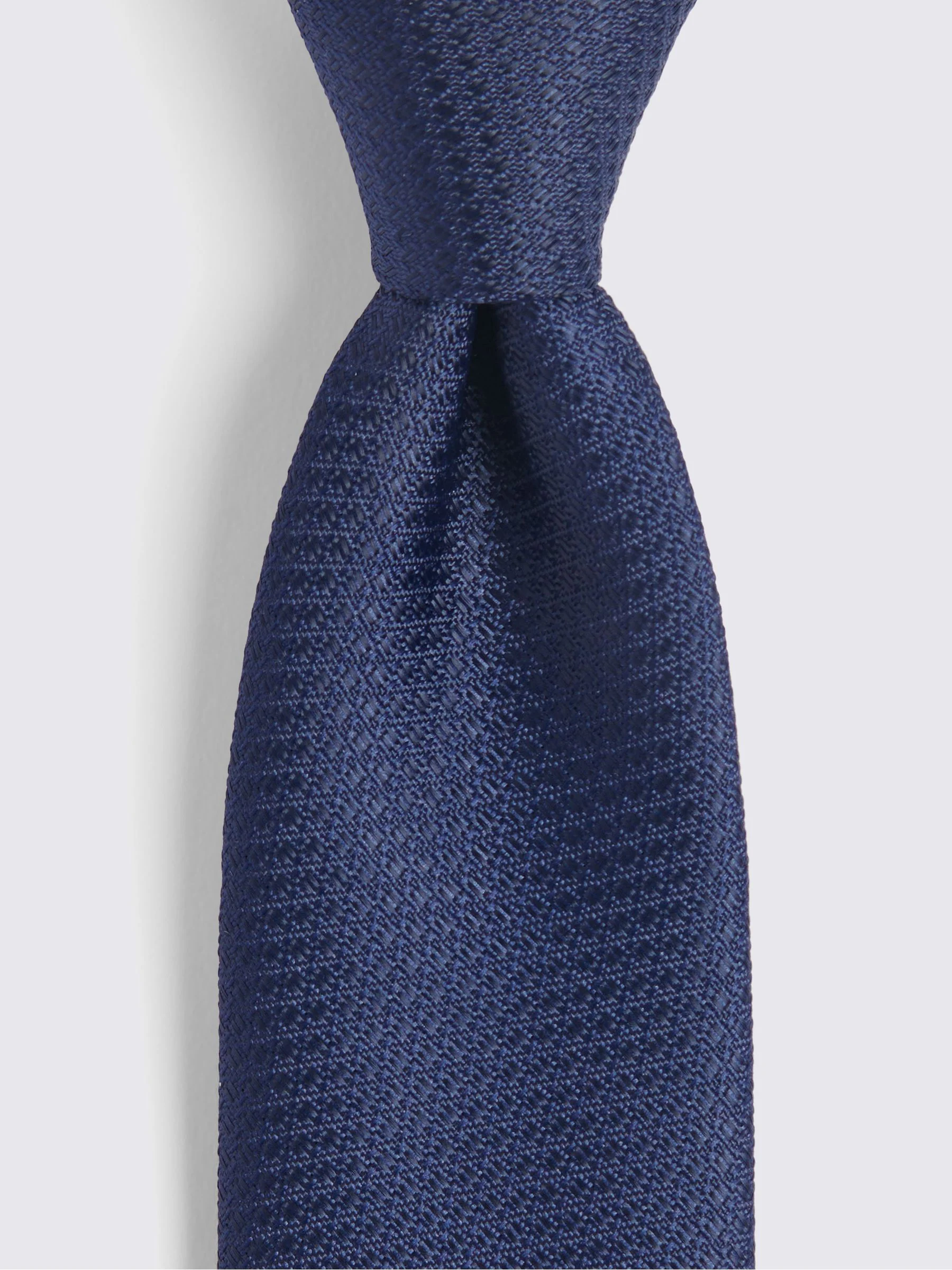 Donkerblauw - Moss stropdas met textuur