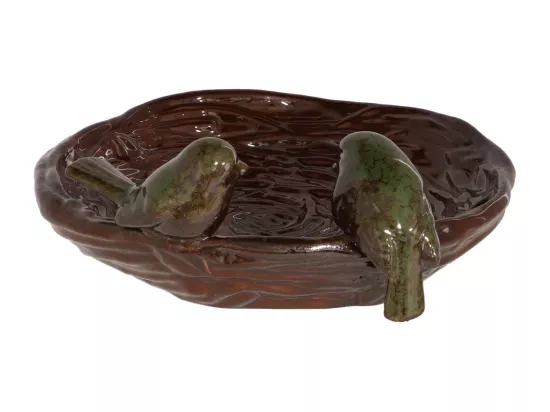 Bain oiseau en grès Nature Oiseaux verts