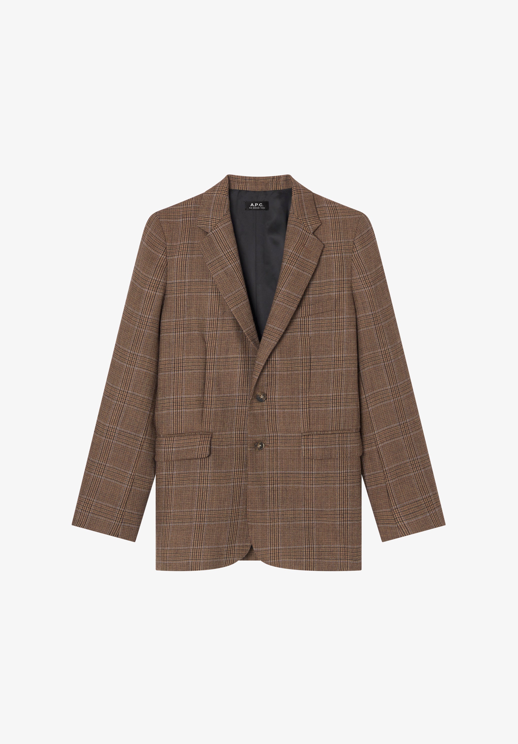 Veste marron en laine à carreaux - Marron