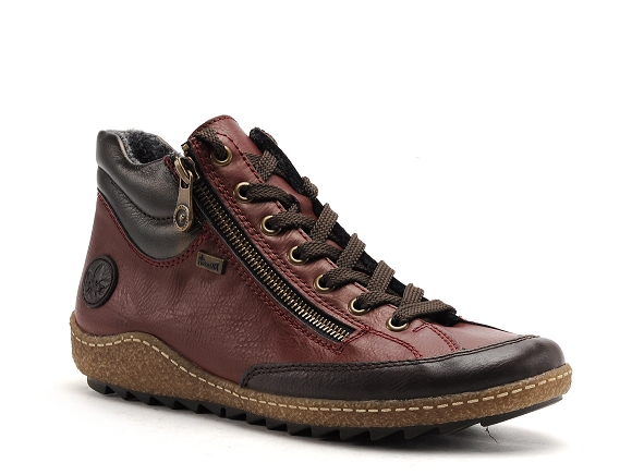 Rieker boots bottine plates femme l7500 bordeaux