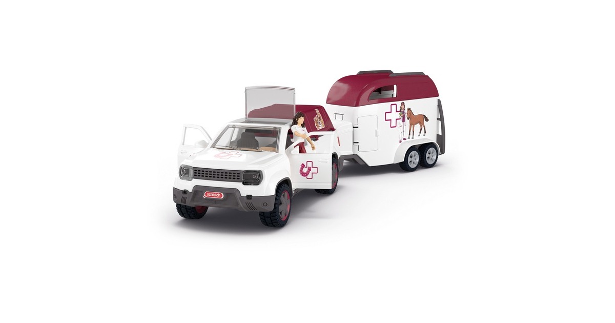 SchleichHorse Club - Mobiele dierenarts met aanhanger speelgoedvoertuig  (42704)
