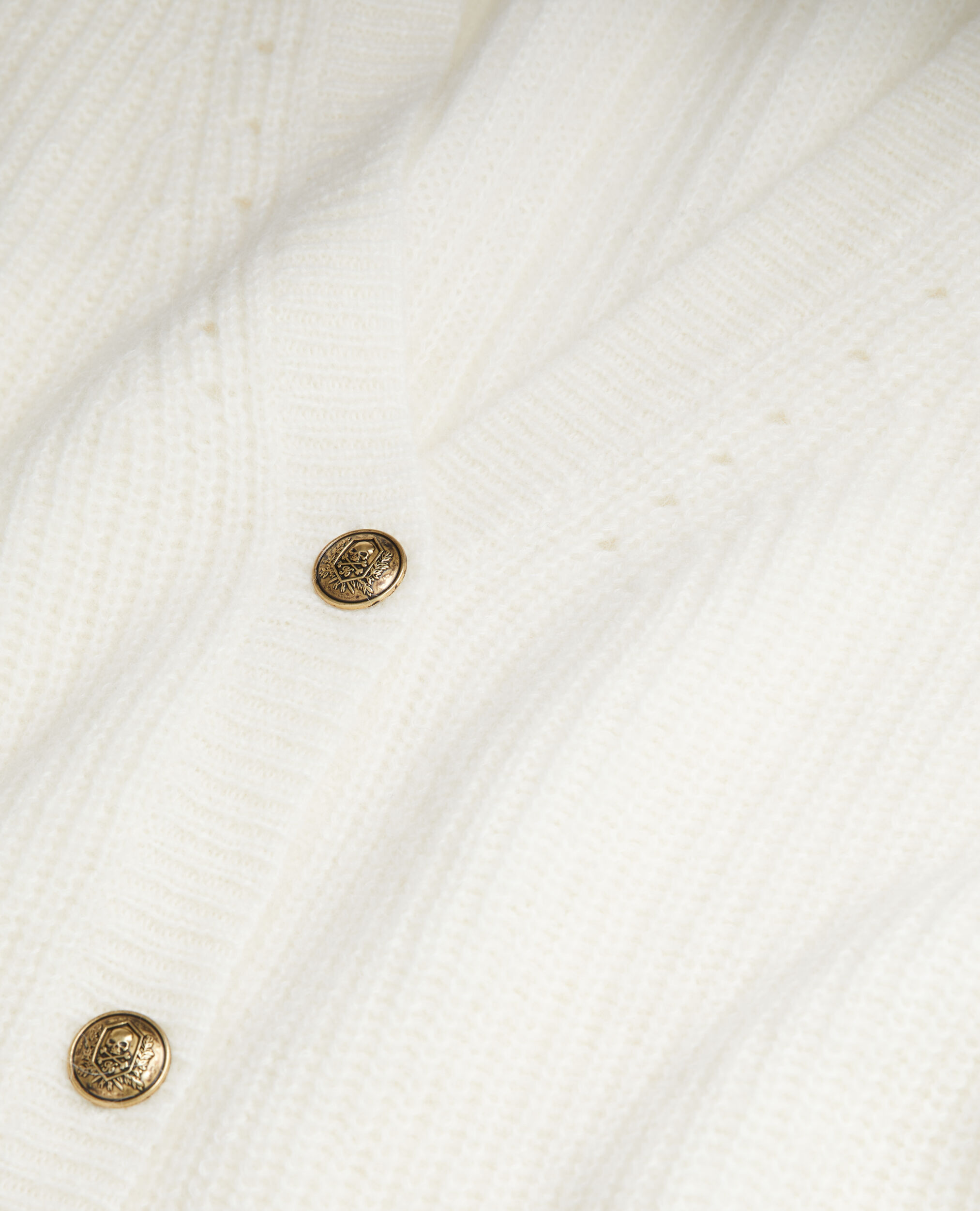 Ecru wool-blend cardigan