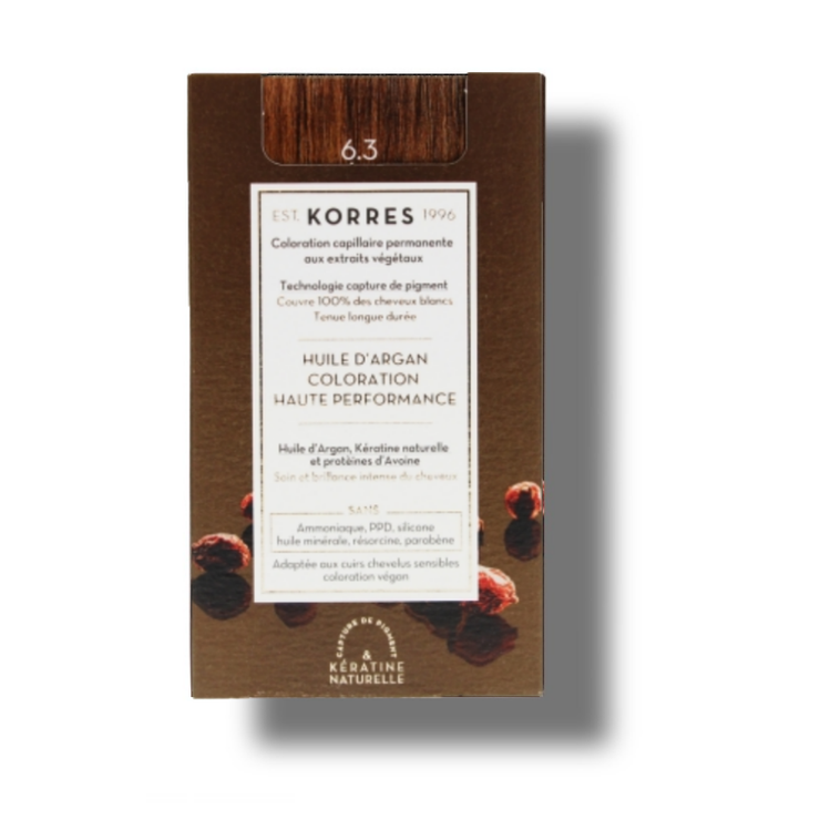 Korres coloration permanente huile d'Argan 6.3 Blond Foncé Doré
