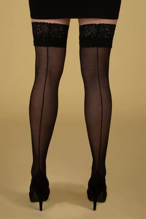 Scarlet Klassieke hold-ups met kanten kanten top in zwart