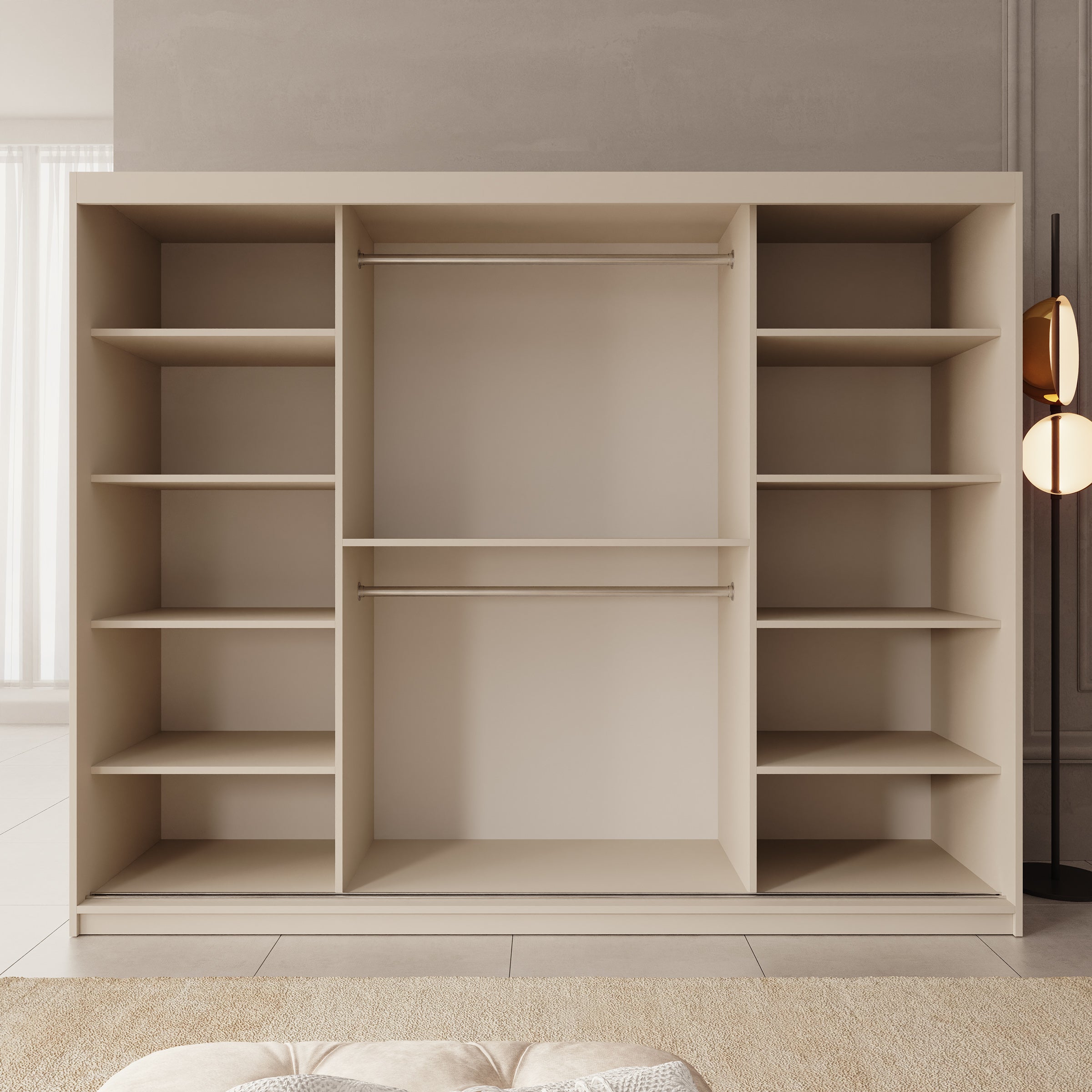 Sentoji - Kledingkast met 3 schuifdeuren - Beige - 250x62x200 cm