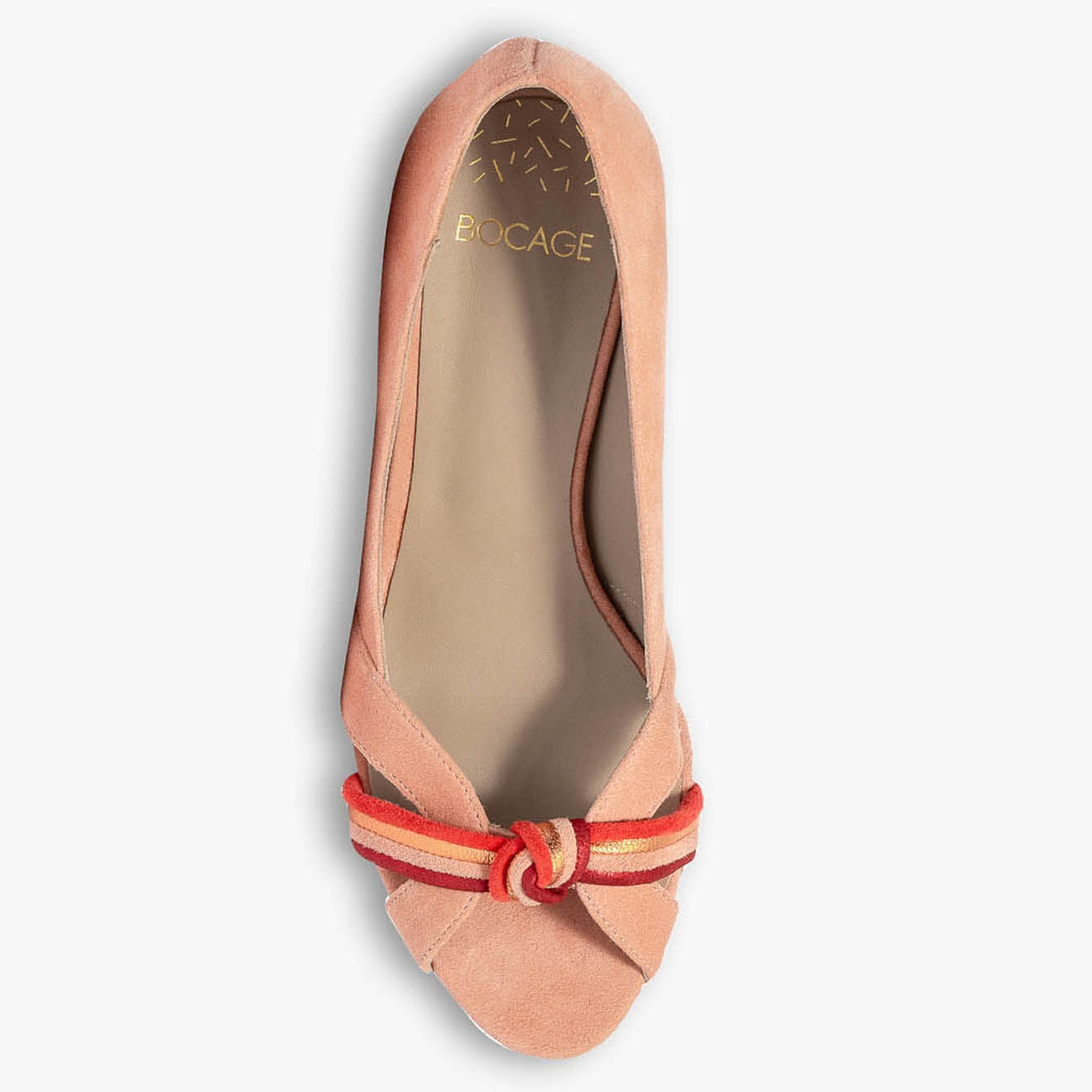 Bocage Escarpins en Velours de Cuir Daphne pêche - Talon 6 cm