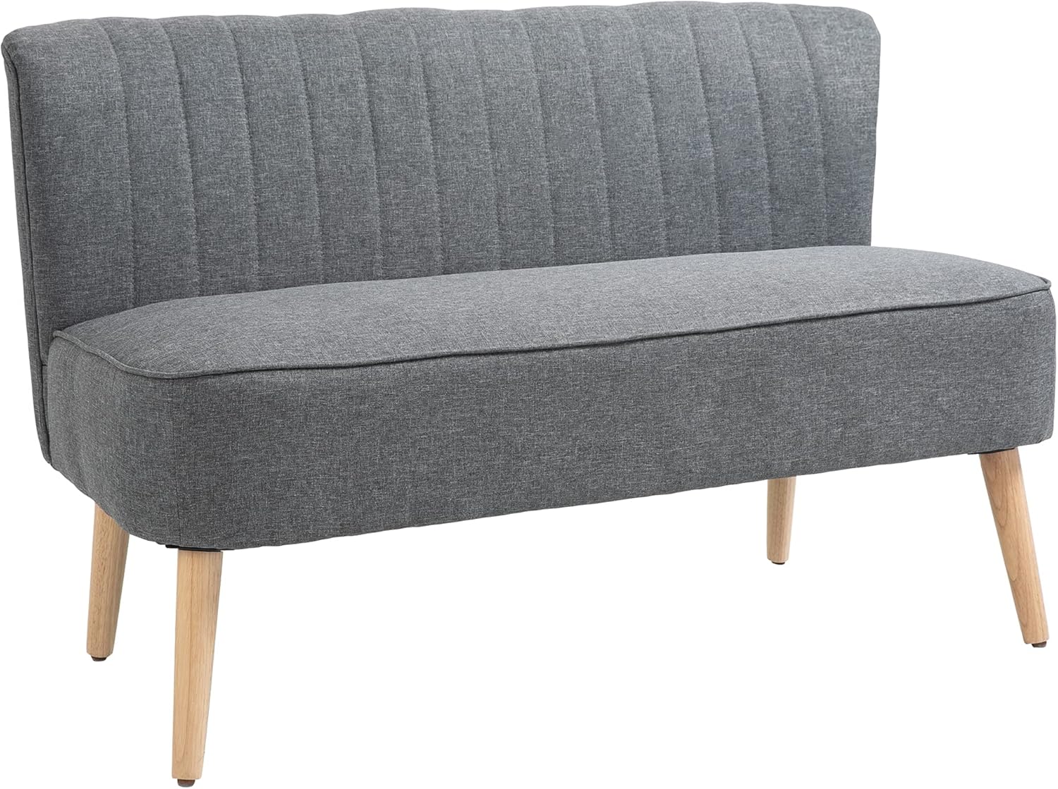 HOMCOM Sofa 2 Sitzer Couch, Kleine Loveseat mit Leinen-Optik Modern Polstersofa für Wohnzimmer, Schlafzimmer, kleinen Raum, Grau 117 x 56,5 x 77 cm