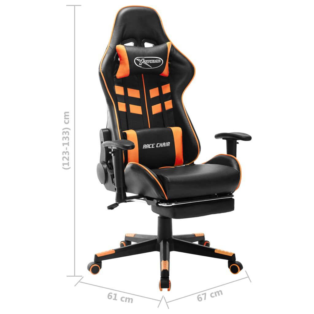 vidaXL Gaming stoel met voetenbank, zwart en oranje