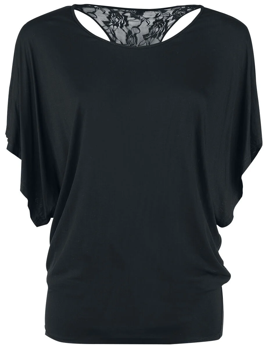 Haut Dos Dentelle Manches Chauve-Souris | Gothicana by EMP T-Shirt Manches courtes
