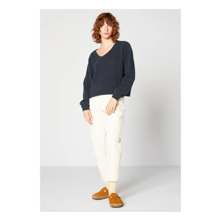 American Vintage Pull Boule Col V Razpark Laine | Bleu marine