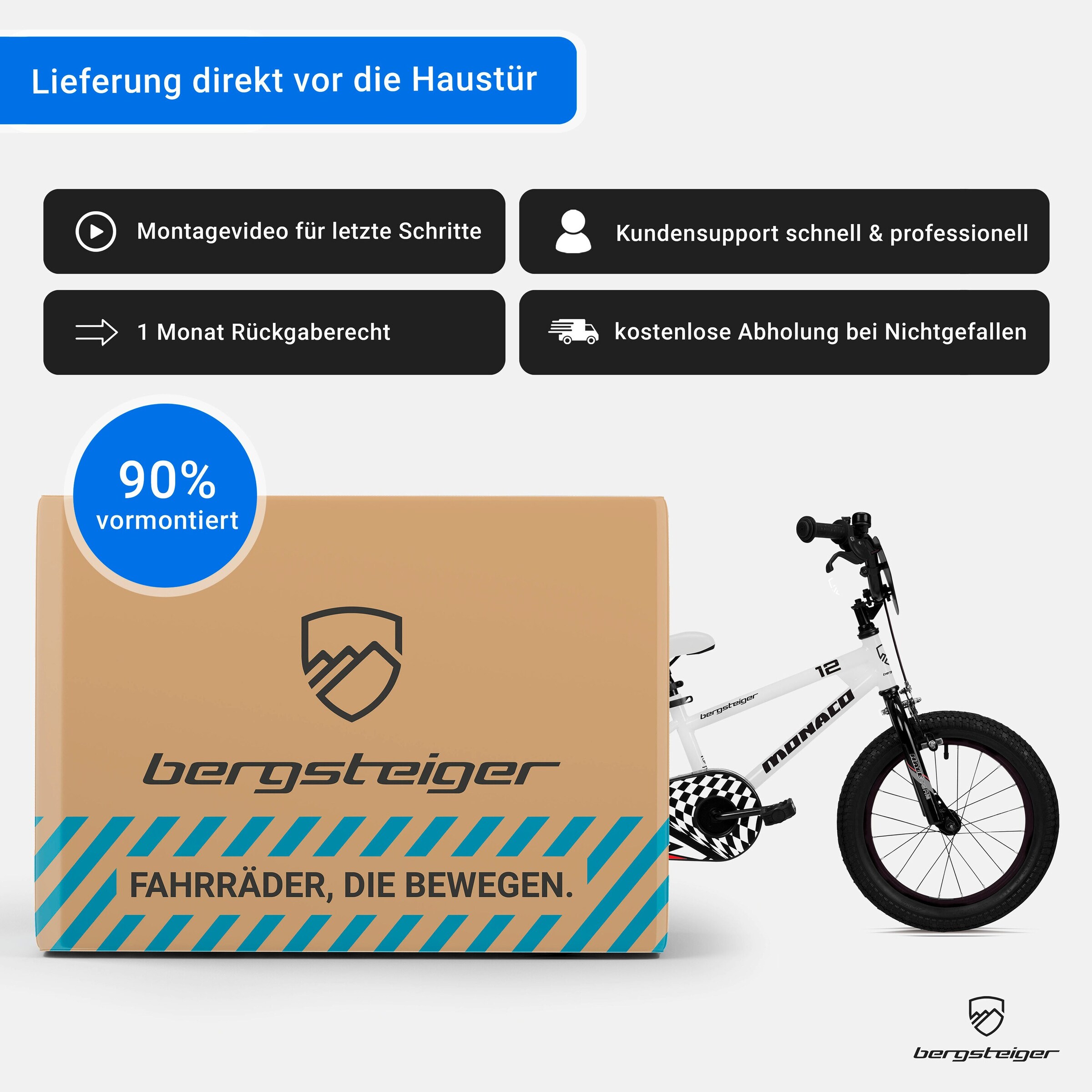 Bergsteiger Kinderfahrrad Monaco 20 Zoll | racing white