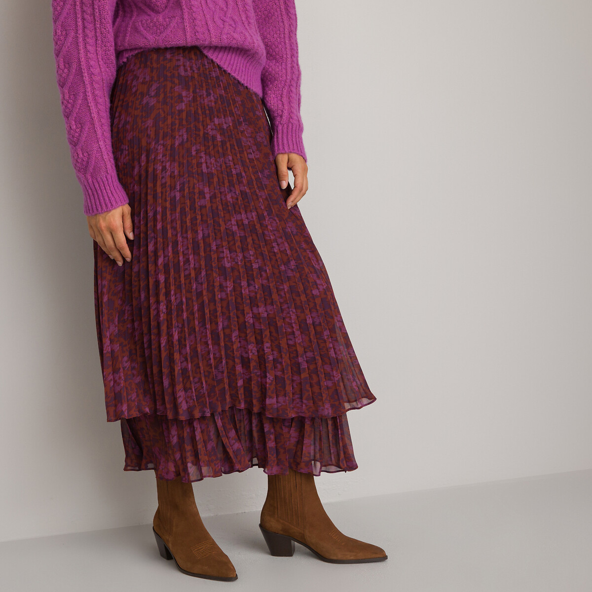 COLEÇÕES LA REDOUTE<br>Saia longa plissada estampada