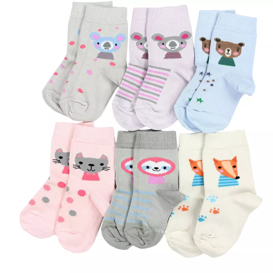 TupTam Kinder Socken Mädchen Jungen Bunt Gemustert 6er Pack beigerosa