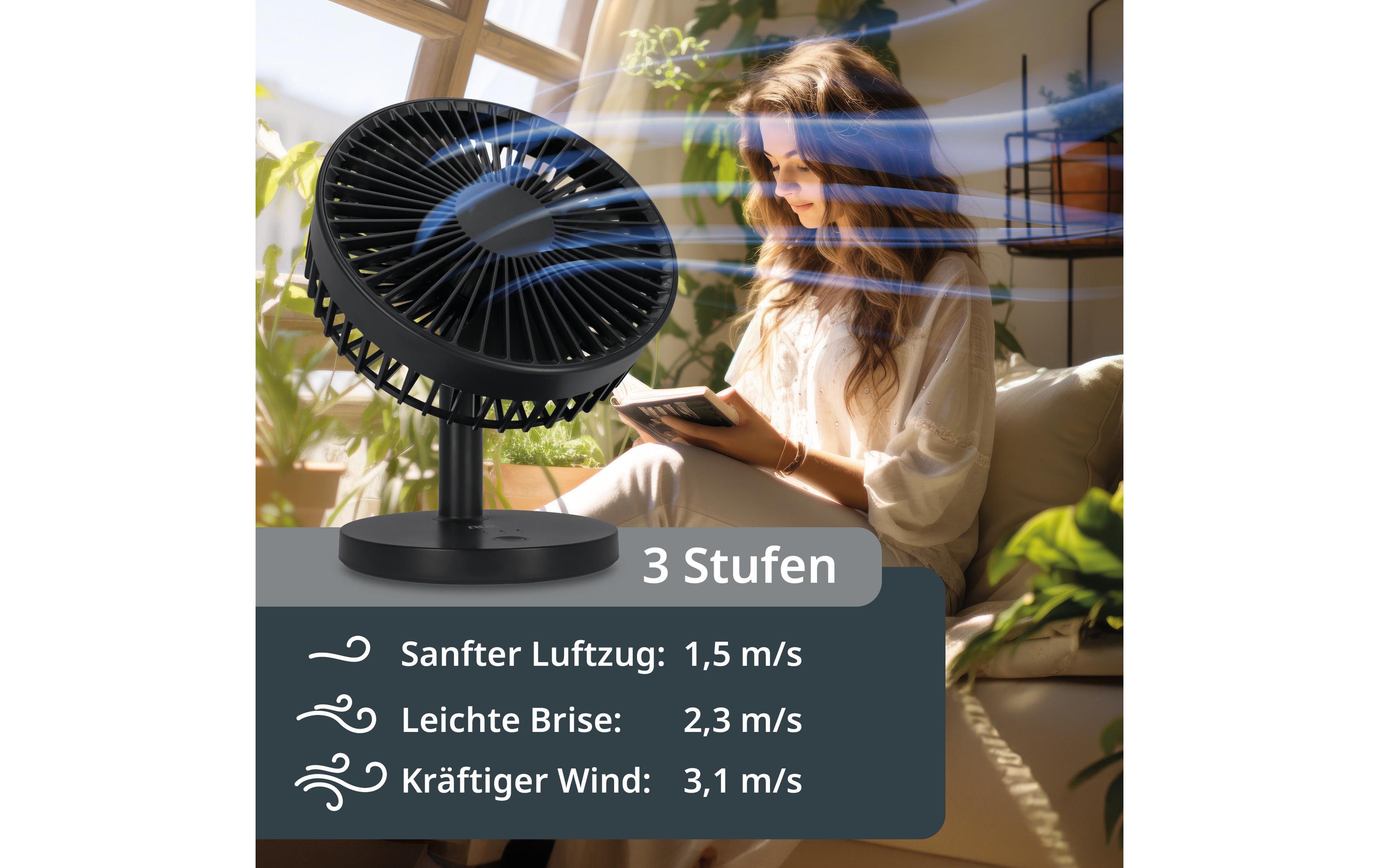 Tischventilator kabellos AnthrazitUltimativer Begleiter für heisse Sommertage