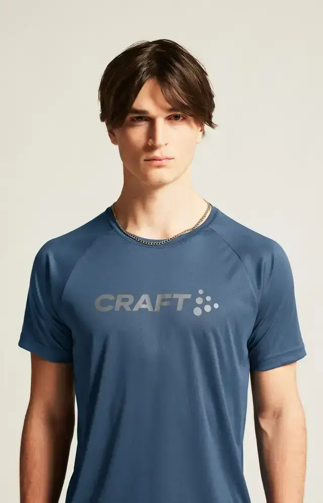 Craft CORE Unifly Logo Hardloopshirt Korte Mouwen Blauw Heren
