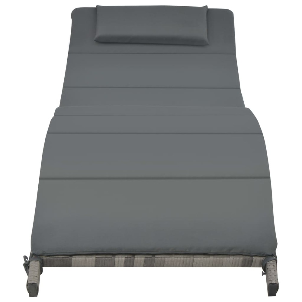 Ensemble de chaises longues pliables 3 pièces résine tressée gris