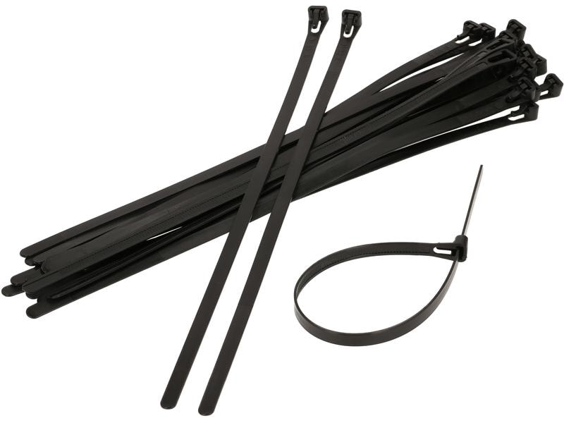 Max Hauri Kabelbinder 20 Stück Schwarz 300 mm x 7.5 mm Wiederverwendbare Kabelbinder