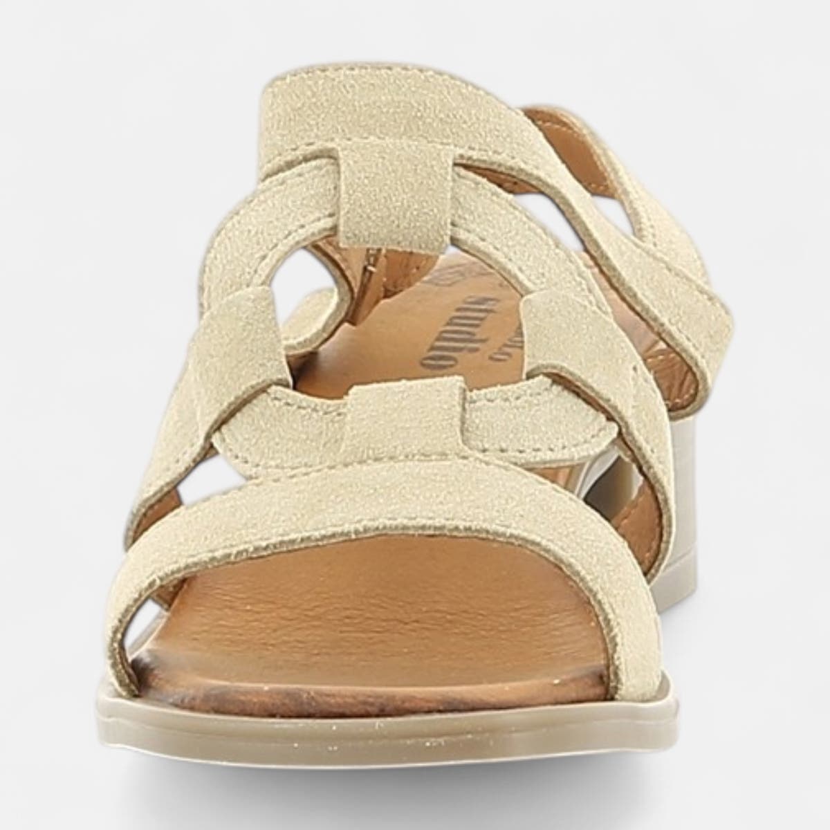 Nu-pieds Femme en cuir beige