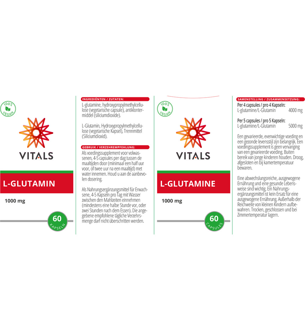 Vitals L-Glutamine 1000mg (60 capsules)