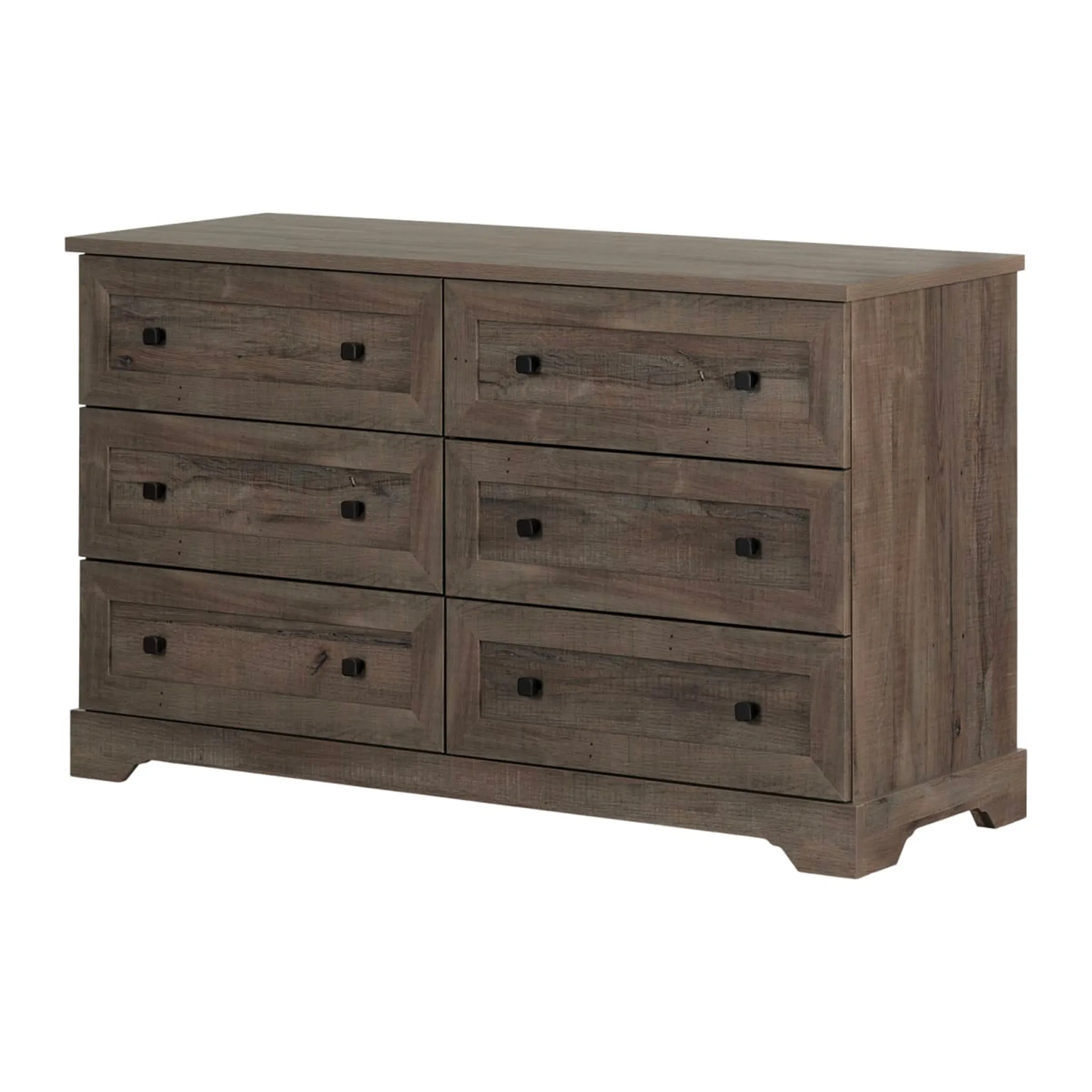 South Shore Commode double 6 Tiroirs - Hazen Chêne d'automne