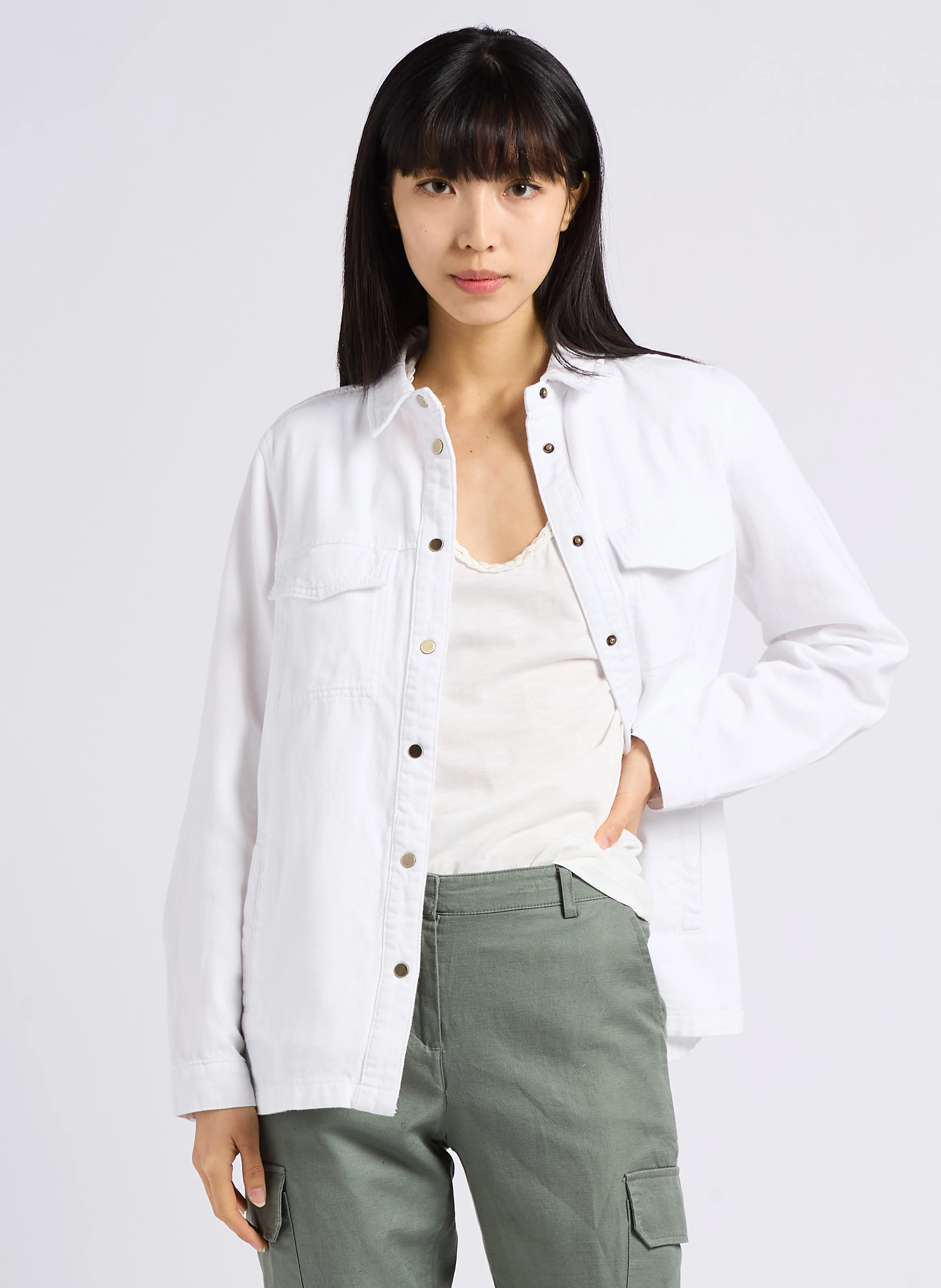 NADINE - Surchemise col classique en coton | Blanc