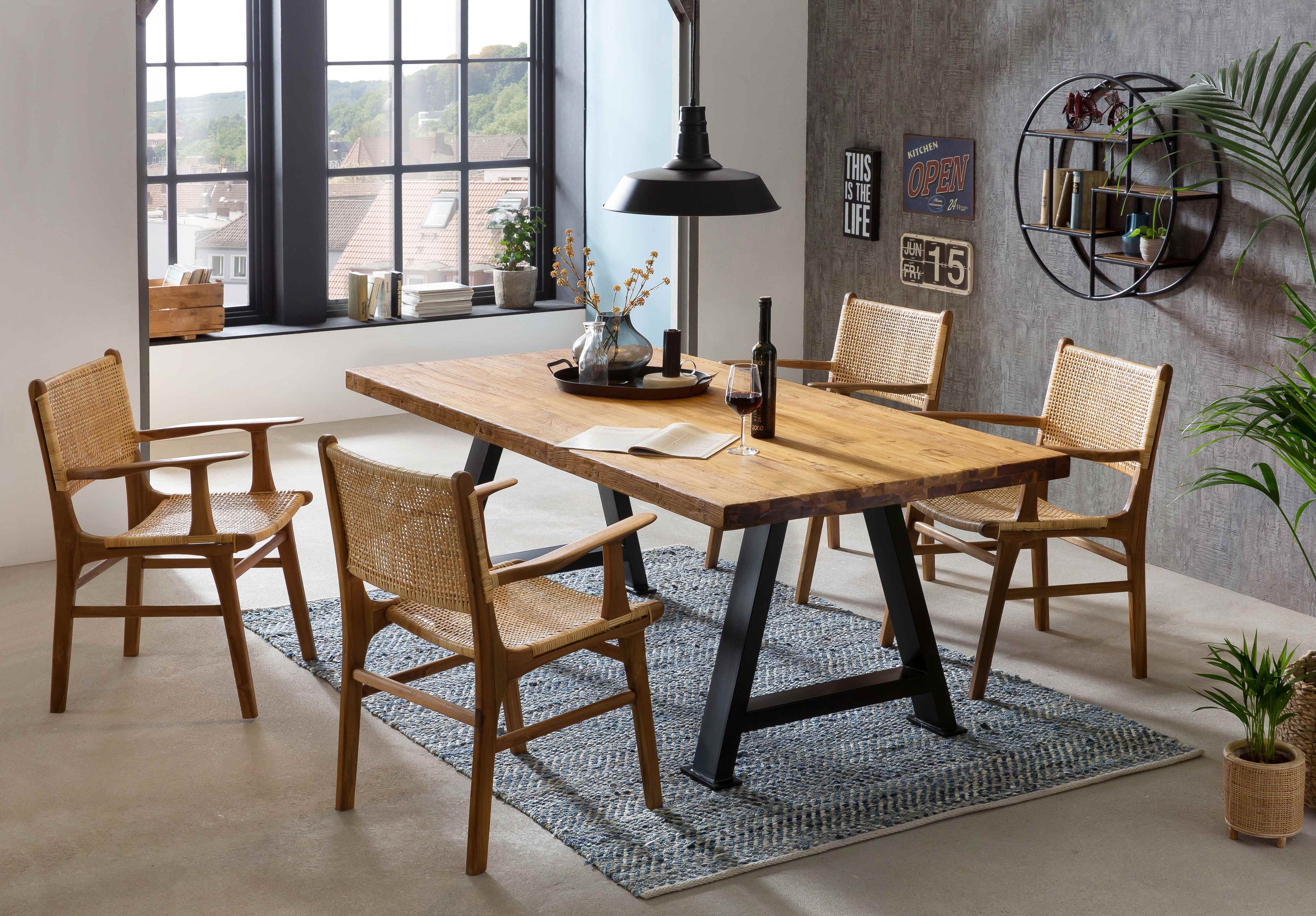 Tisch 200x100 Teak Holztisch Esstisch Küchentisch Wohnzimmertisch Speisetisch