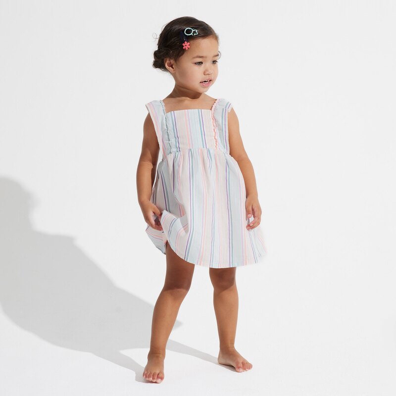 Robe à bretelles rayée multicolore bébé fille Gris ou noir