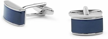Manchetknoop Rechthoek Blauw Zilver CL-17 Silver/Navy kopen