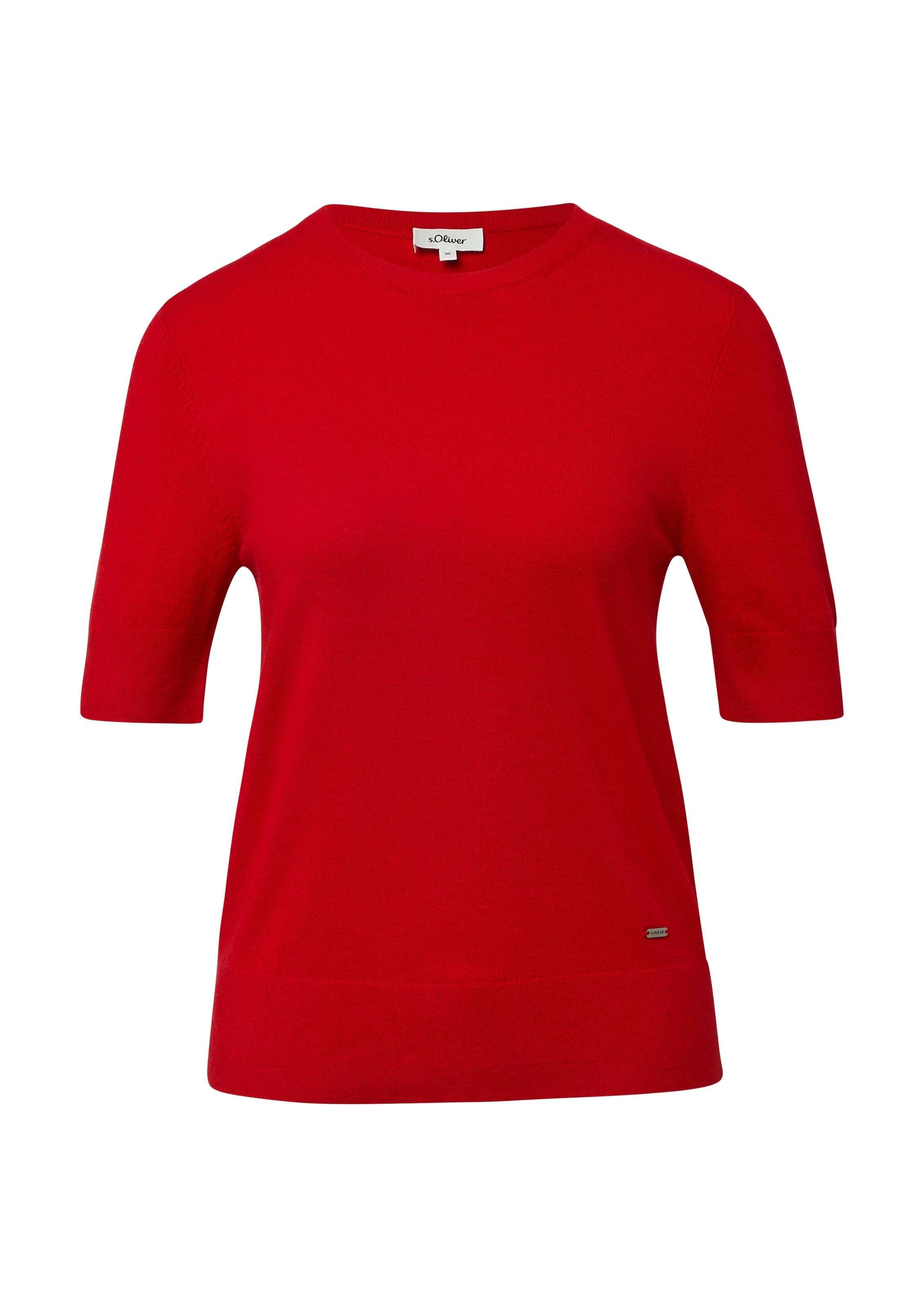 s.Oliver Kurzarmpullover , mit Logo Stickerei