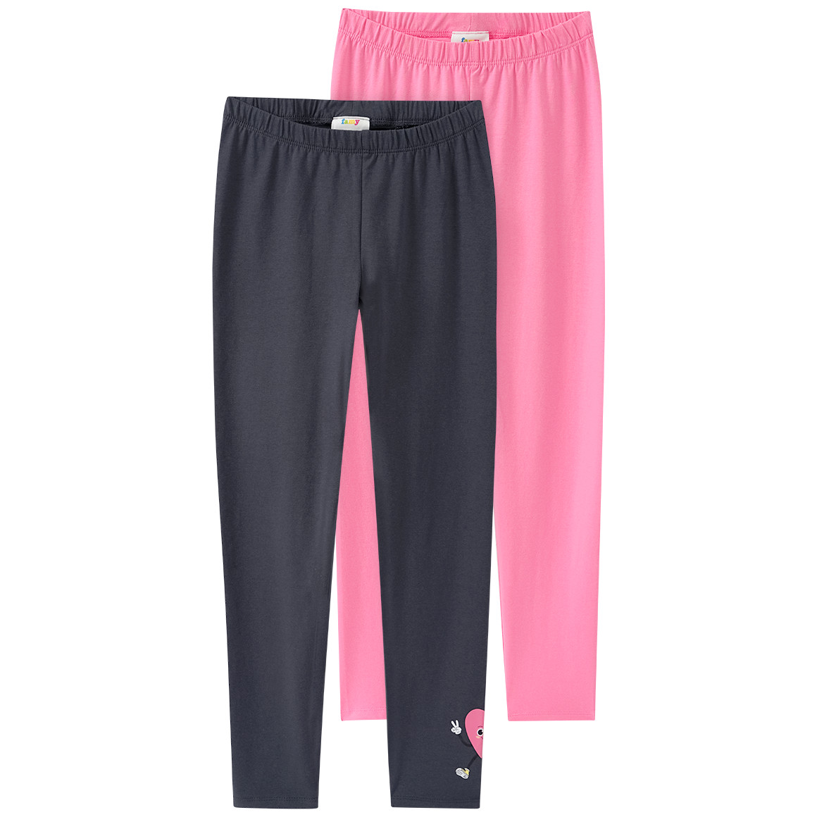 Famy 2 Mädchen Leggings im Set dunkelgrau / pink