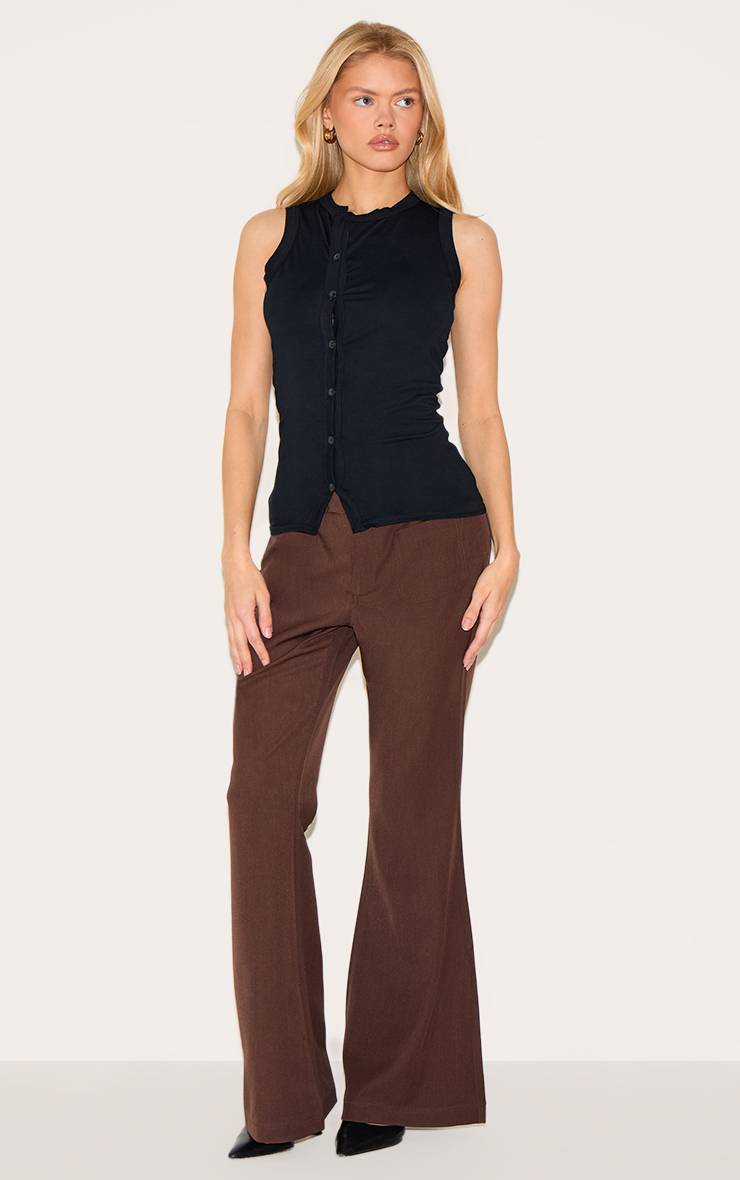 Noir Haut Asymétrique Boutonné En Coton
