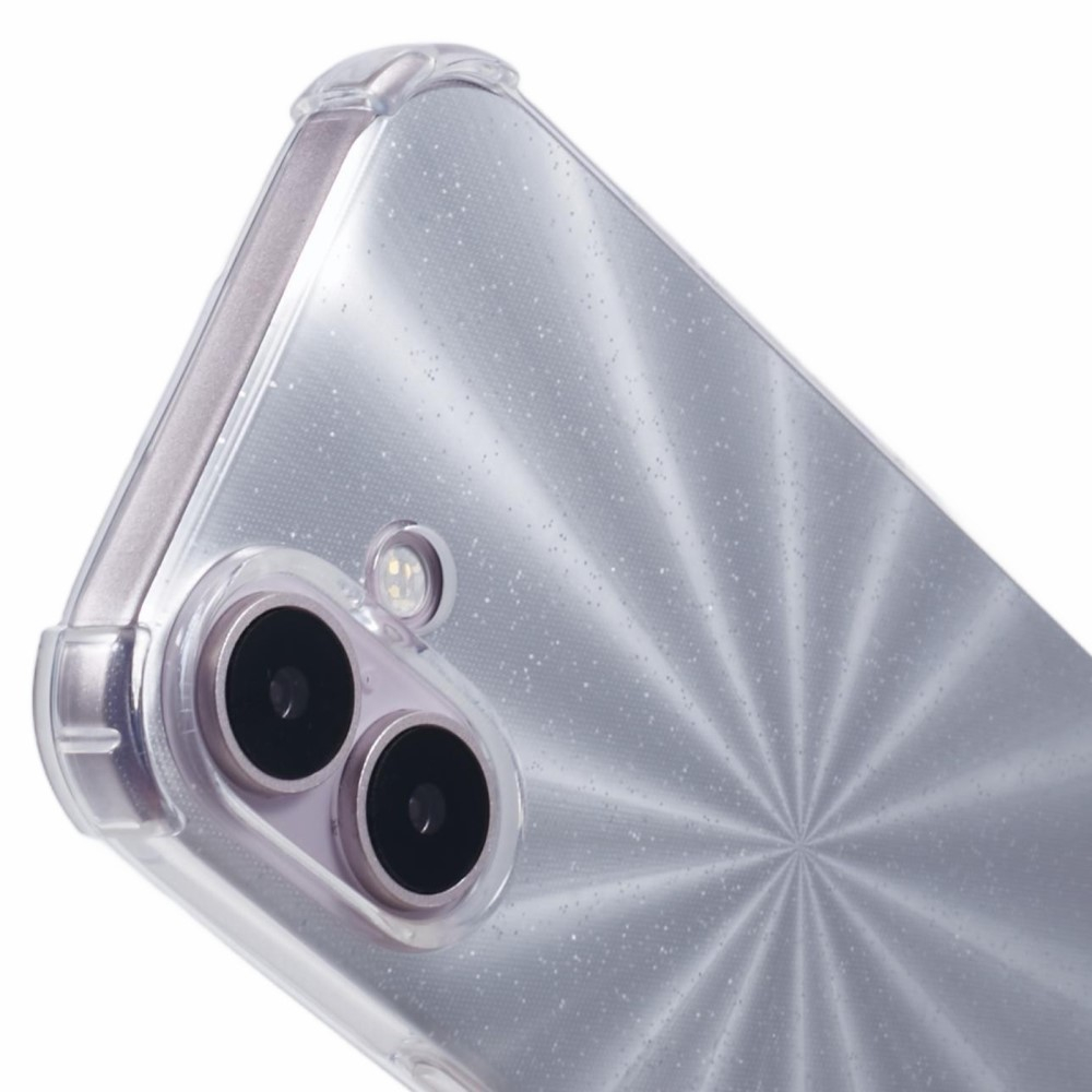 iPhone 16 Hybrid Hülle TPU Bumper mit Acryl Rückseite   Wechselbare Einlegekarten - Transparent / Silber