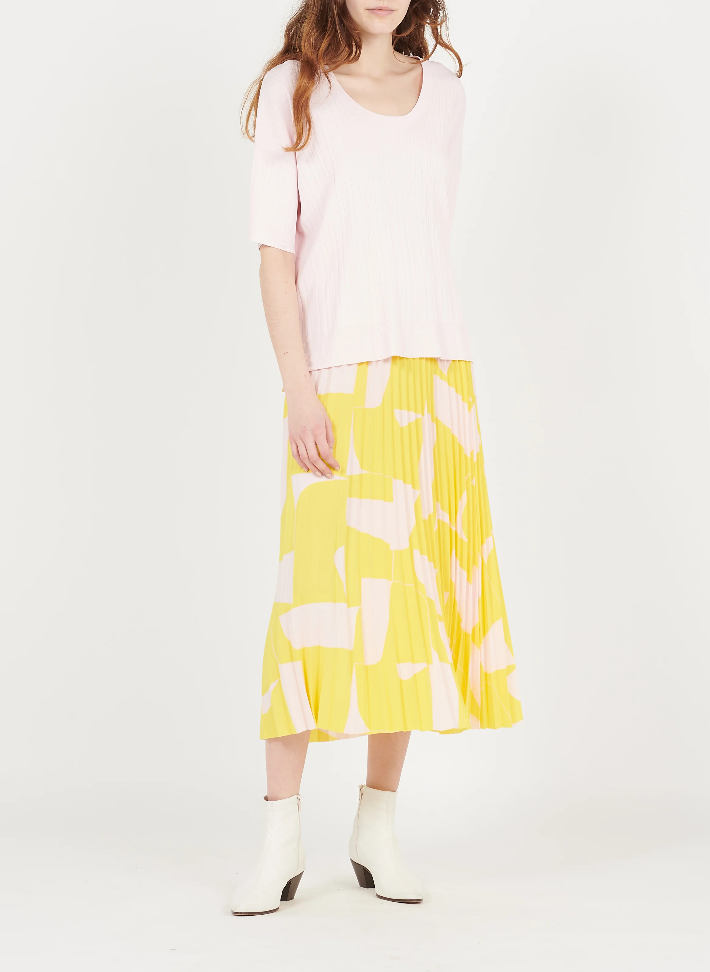 Pull col rond côtelé en maille fine | Rose