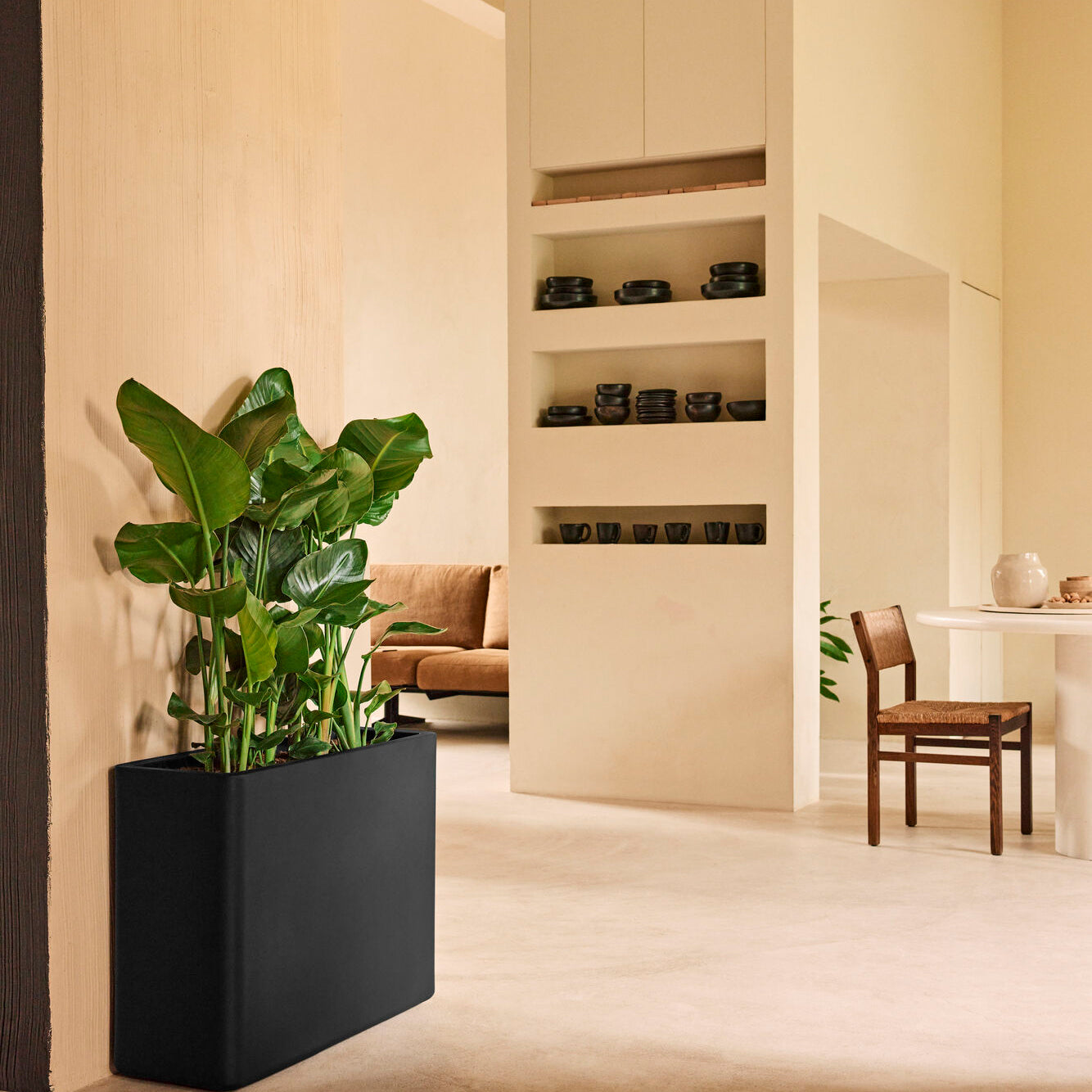 Elho June Brick Divider 80 - Zwart - L 79 x B  x H 59 cm - Binnen en Buiten - 100% gerecycled kunststof
