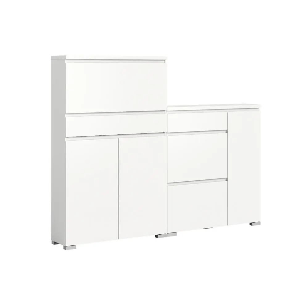 Hioshop Shoelove schoenenkast set met 2 3 deuren- 2 vouwdeuren- 1 lade wit