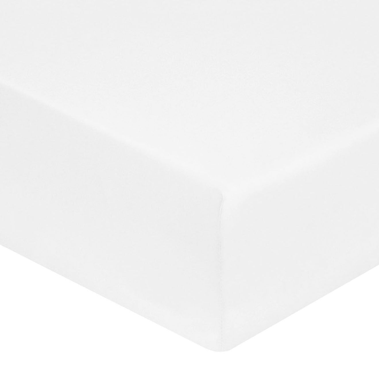 United by PDC Drap housse 100% Percale de Coton bonnet 30 cm blanc