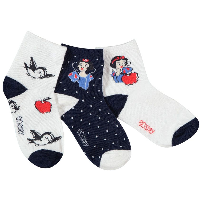 Lot de 3 paires de chaussettes print Blanche-Neige Disney pour fille - Bleu marine