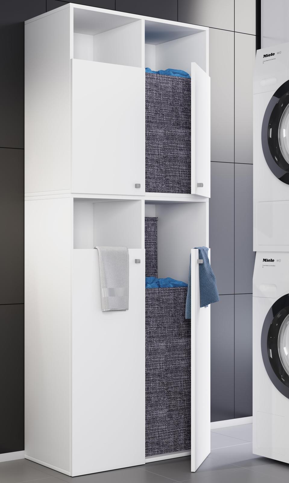 Wäscheschrank DRESO XXL - weiß - 80 cm breit