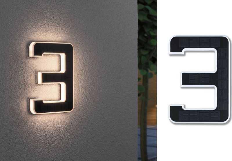 Huisnummer - Zwart - Kunststof - Verlichting op Zonne-energie