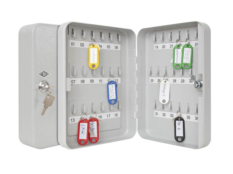 WEDO Schlüsselschrank mit Schlüsselöffnung, 36 Schlüssel Stahlblech-Schlüsselschrank für bis zu 110 Schlüssel