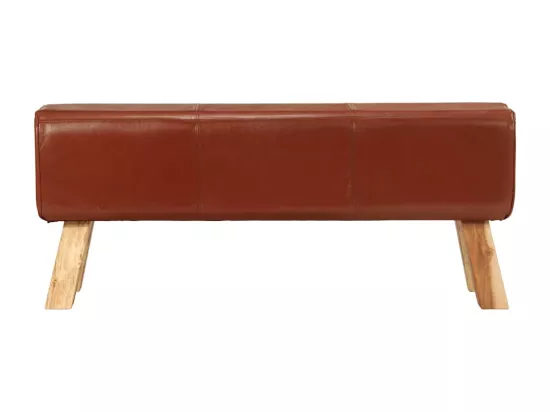 Banc de bok de gymnastique marron 110 cm cuir véritable et bois
