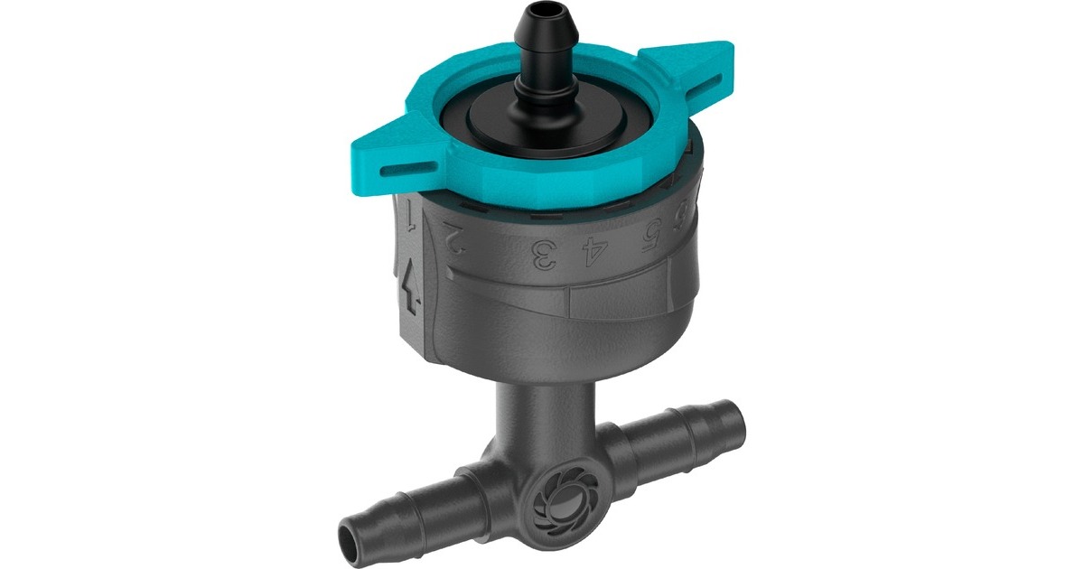 GARDENAVerstelbare Seriedruppelaar 1-8 l/u, drukcompenserend druppelaar  (Zwart/turquoise)