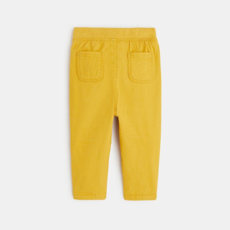 Pantalon toile effet denim doublé jaune bébé garçon Jaune