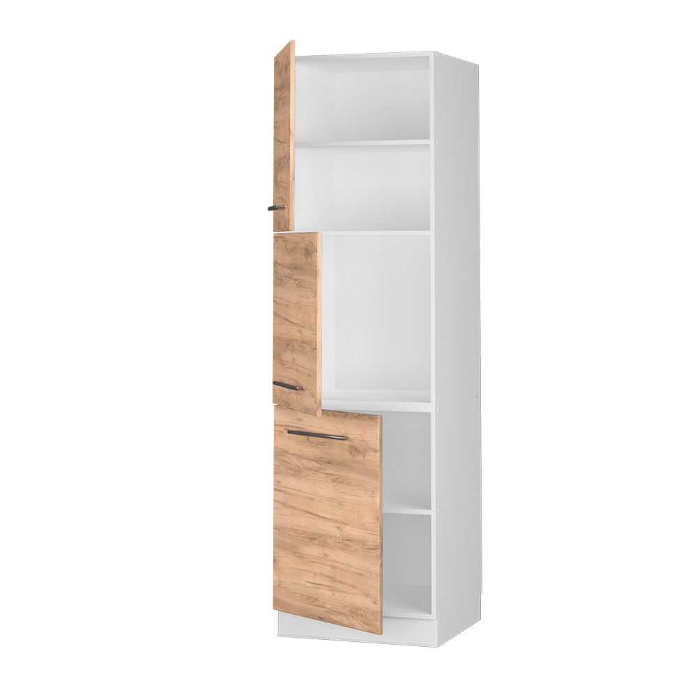 Vicco Herdumbauschrank Küchenschrank Küchenmöbel Fame-Line Weiß Eiche Goldkraft 60 cm modern Küche Einbauküche Blende Herdschrank Hochschrank Küchenzeile Drehtür Einlegeboden