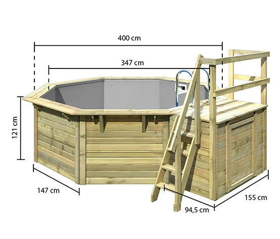 Karibu Gartenpool-Set »Modell 1« inkl. Terrasse, ca. 480 x 400 cm