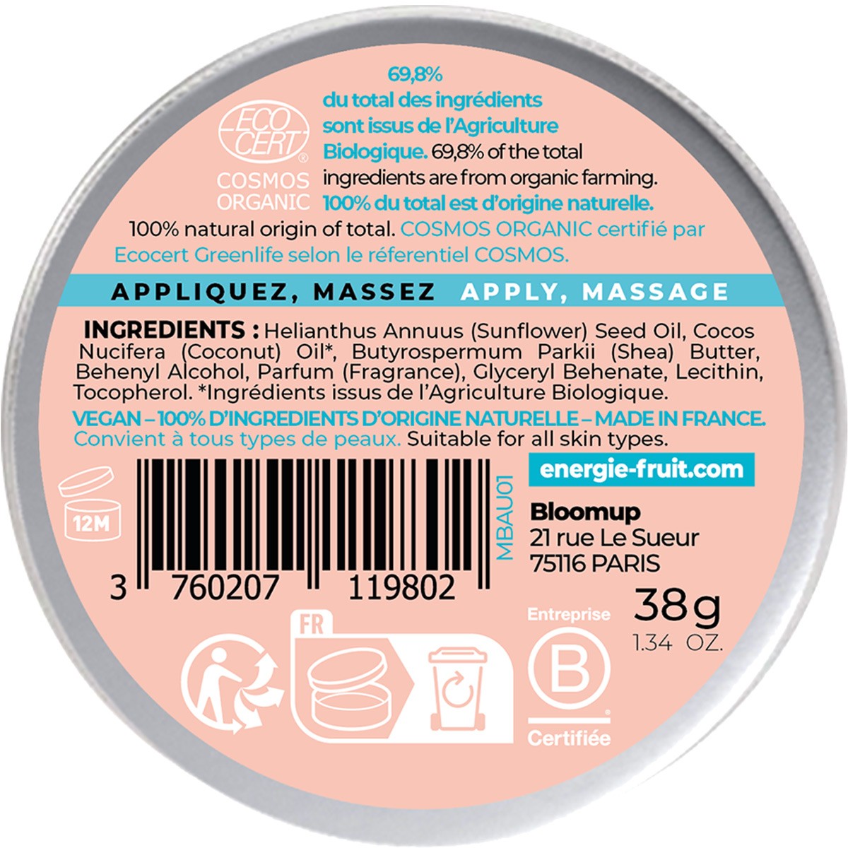 Baume miraculeux bio 10-en-1 - Monoï - Visage, corps & cheveux - 38 g