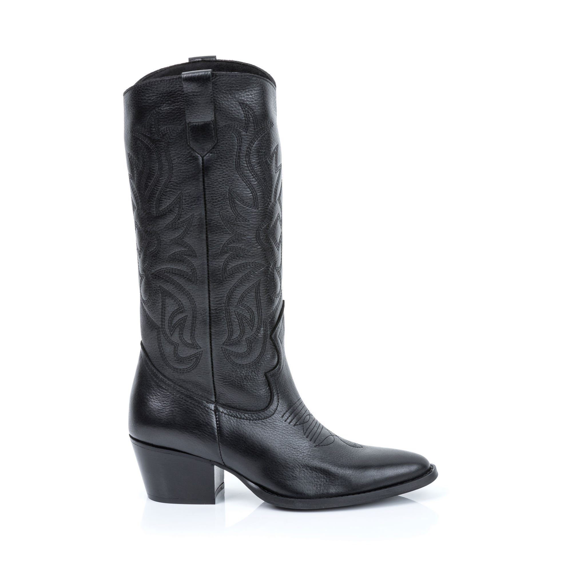 Bottes à talon compensé Femme en cuir noir