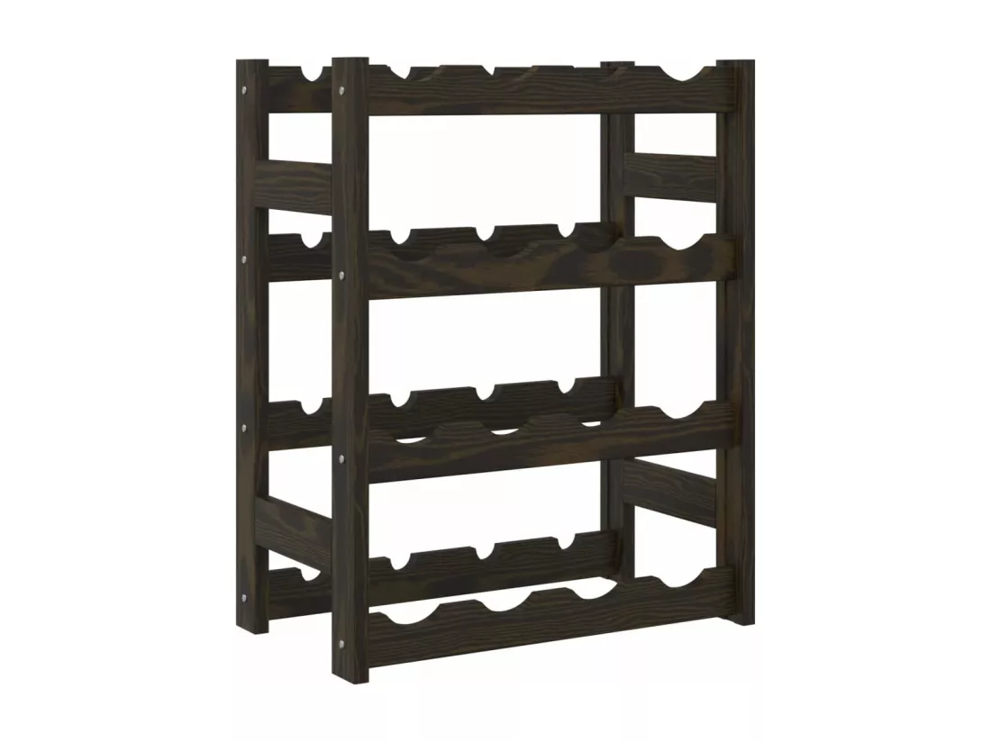 Casier à bouteilles pour 16 bouteilles noir bois pin solide